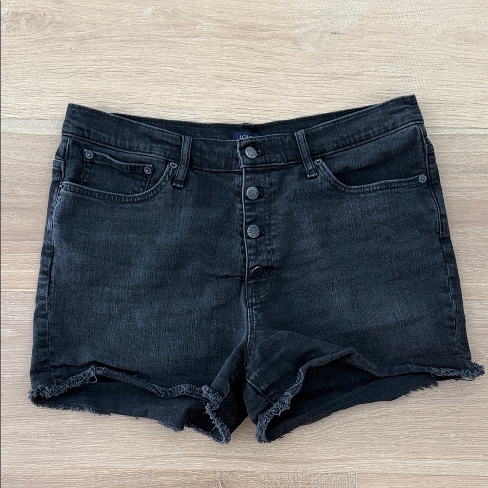 J. Crew Black Button-Fly Denim Shorts